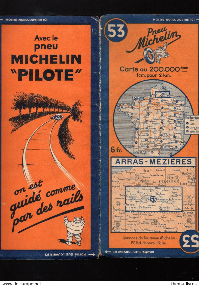 Carte Michelin   N°53 Arras-Mézières (révisée1938)  (PPP4963) - Cartes Routières