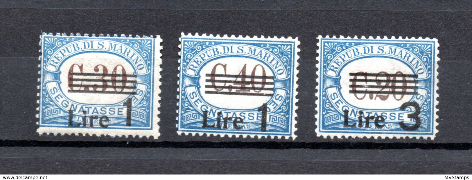 San Marino 1936 Old Overprinted Postage Due Stamps (Michel 58/59+63) Nice MNH - Portomarken