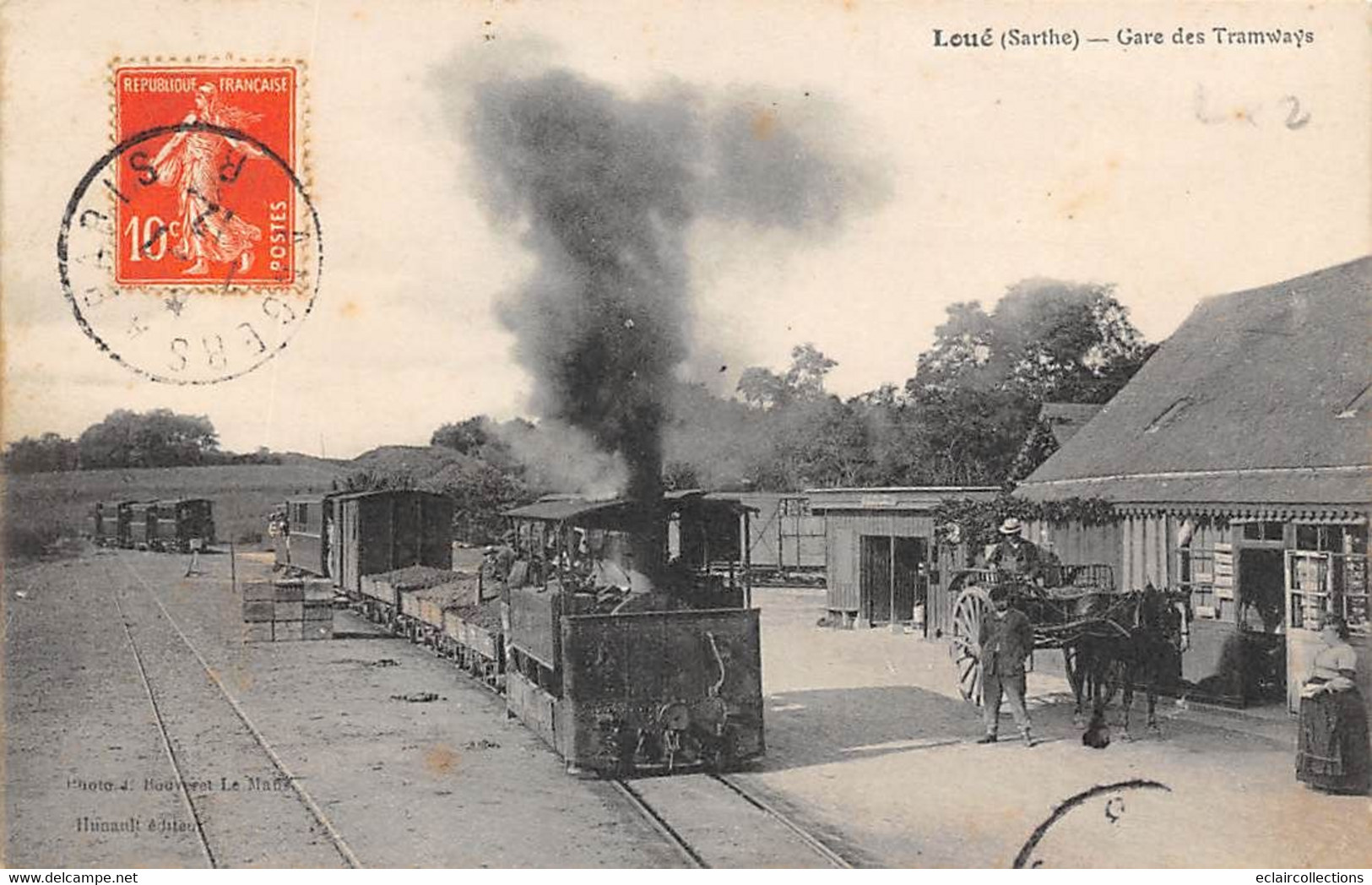 Loué        72        La Gare  Tramways         (voir Scan) - Loue