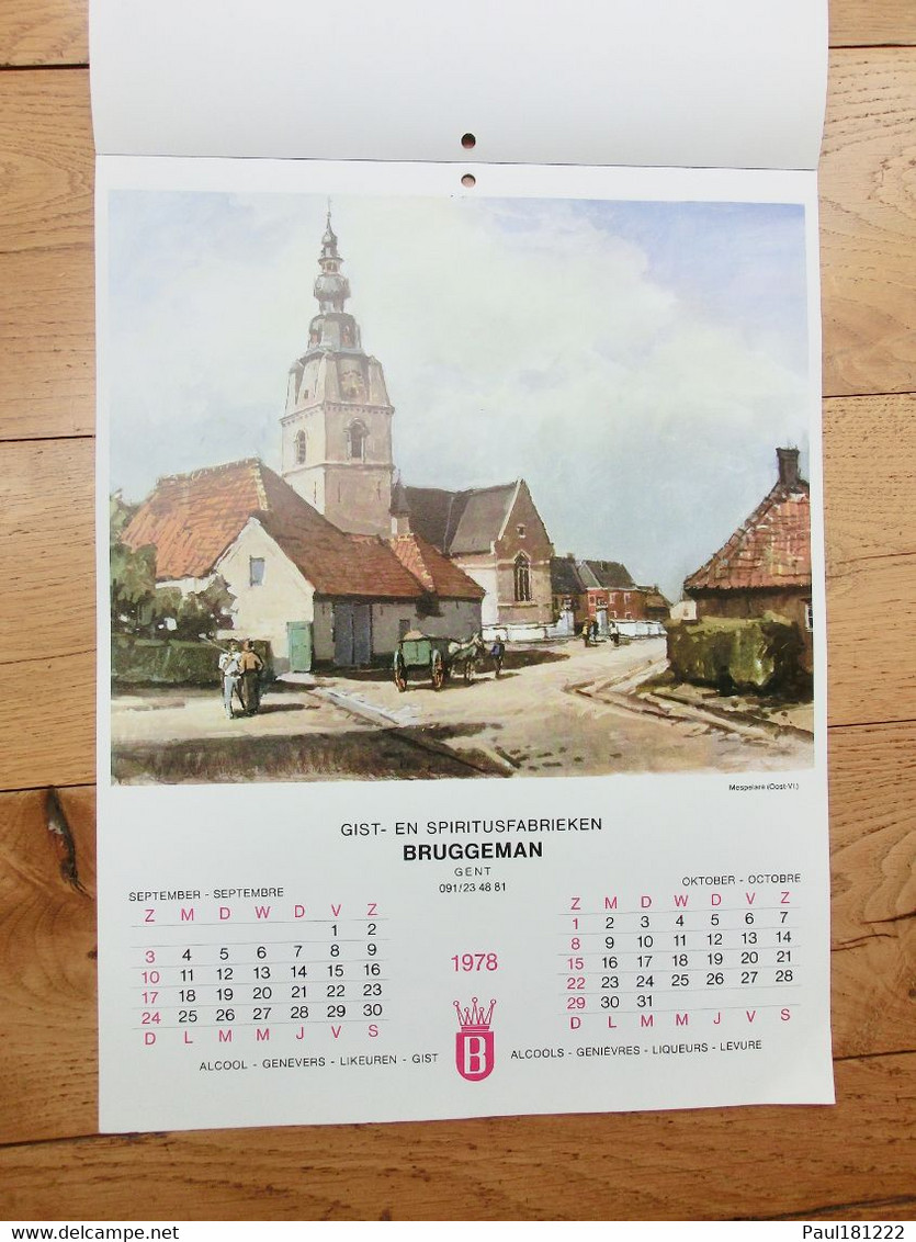 Gent Gand Spiritusfabrieken Spiritueux Bruggeman calendrier 1978 Damme Mortehan Lissewege Chiny Mespelare Chassepierre