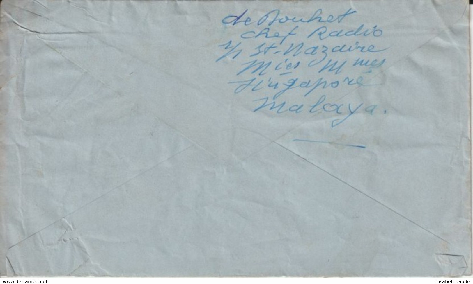 MALAYA - 1949 - ENVELOPPE De SINGAPORE Par AVION => MARSEILLE - Straits Settlements