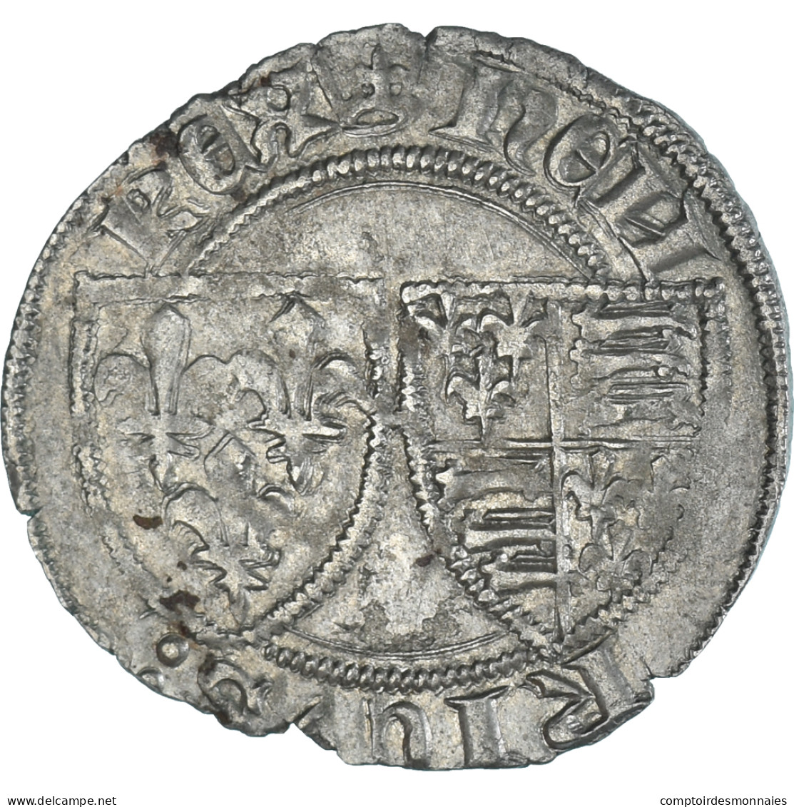 Monnaie, France, Henri VI, Petit Blanc Aux Ecus, 1423-1453, Paris, TTB+, Argent - 1422-1453 Hendrik VI Van Engeland