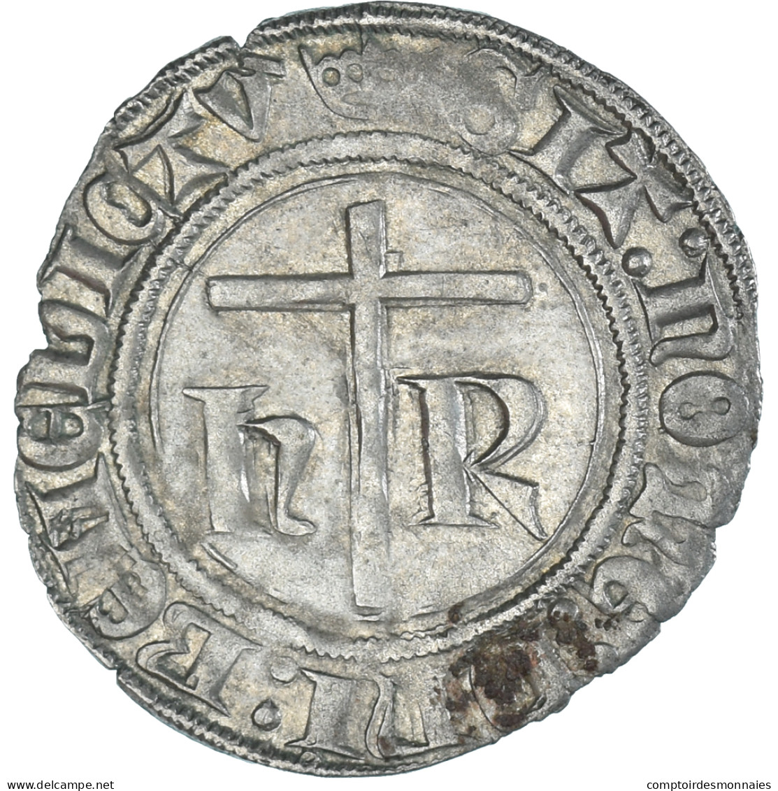 Monnaie, France, Henri VI, Petit Blanc Aux Ecus, 1423-1453, Paris, TTB+, Argent - 1422-1453 Hendrik VI Van Engeland