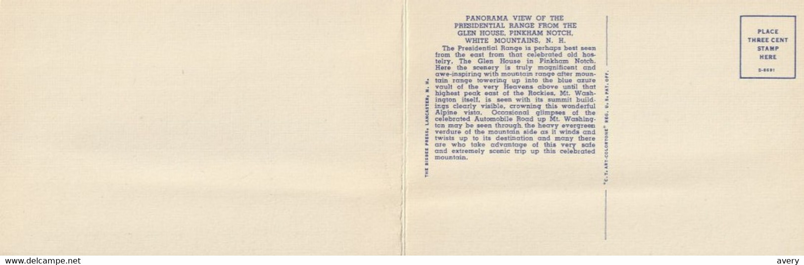 Double Post Card Panoramic View Of The Presidential Range From Glen House Pinkham Notch, White Mountains, N. H. - White Mountains