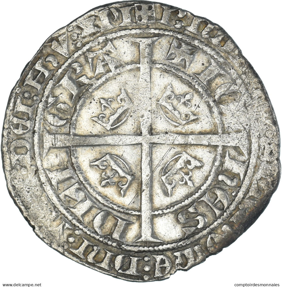 Monnaie, France, Jean II Le Bon, Gros Blanc Aux Fleurs De Lis, 1360-1364, TTB - 1350-1364 Jean II Le Bon