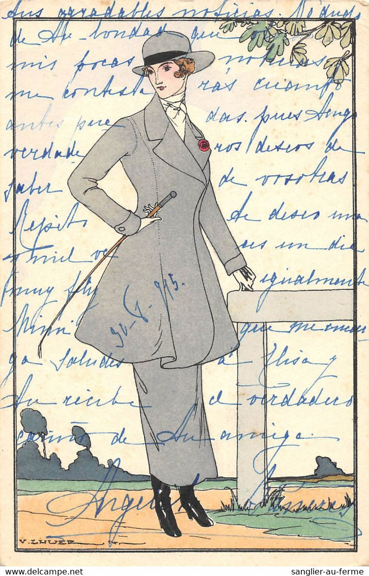 CPA ILLUSTRATEUR SIGNE LHUER.V  FEMME ELEGANTE - Altri & Non Classificati