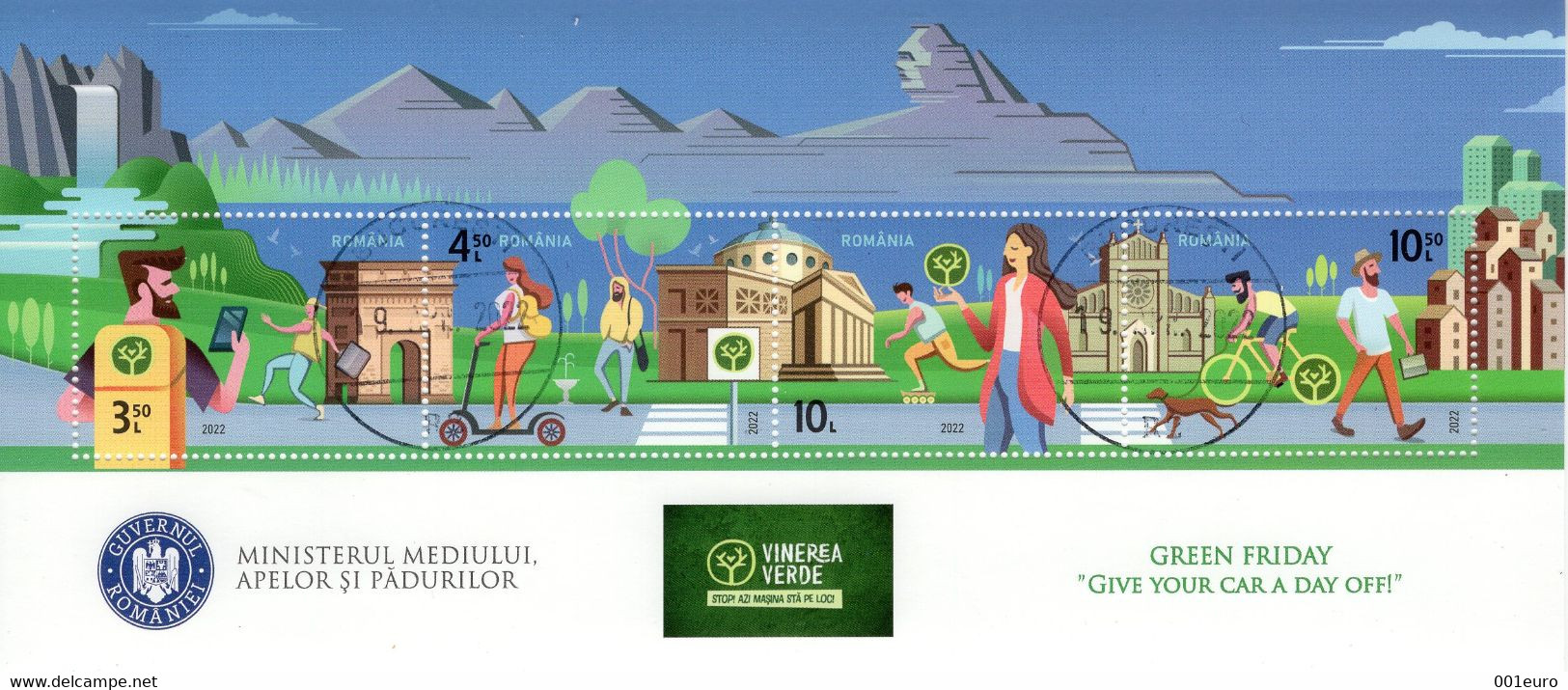 ROMANIA 2022:  LEAVE YOUR CAR AT HOME, Used Souvenir Block - Registered Shipping! - Used Stamps