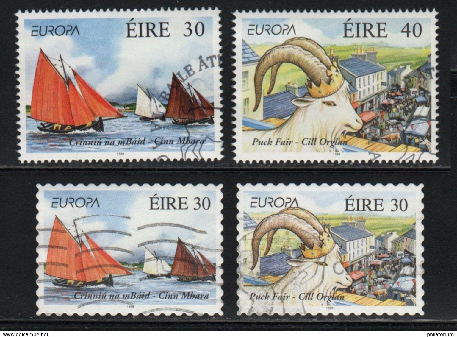 Eire, Irlande O; Yv 1073, 1074, 1075, 1076; Mi 1068, 1069, 1070, 1071; SG 1168, 1169, 1170, 1171; Europa 1998. - Used Stamps