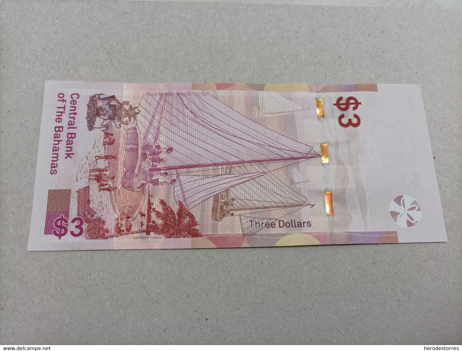 Billete De Bahamas De 3 Dólares, Serie A, Año 2019, UNC - Bahamas