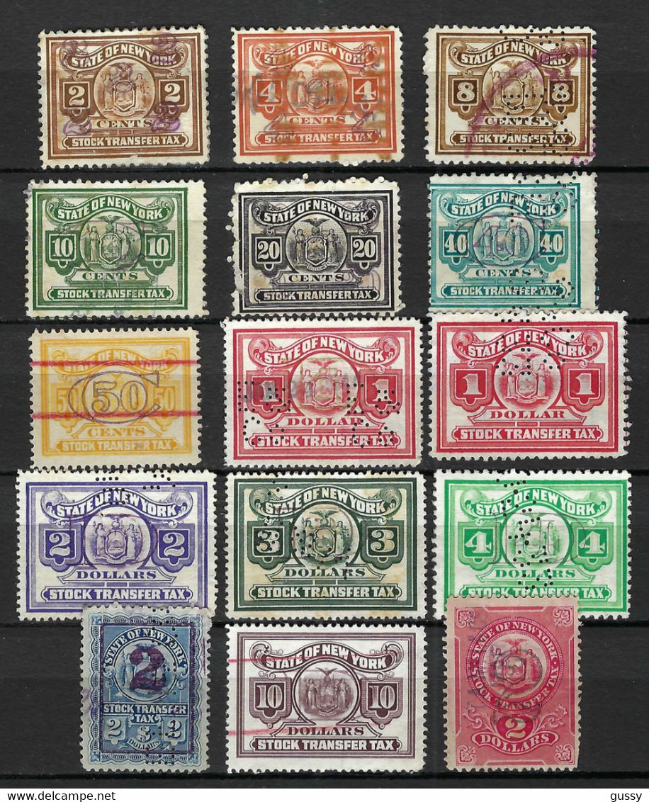 ETATS-UNIS Fiscaux 1890-1920: Lot De "Stock Transfer" De New York Obl. Avec Ou Sans Perf. Diverses - Fiscale Zegels