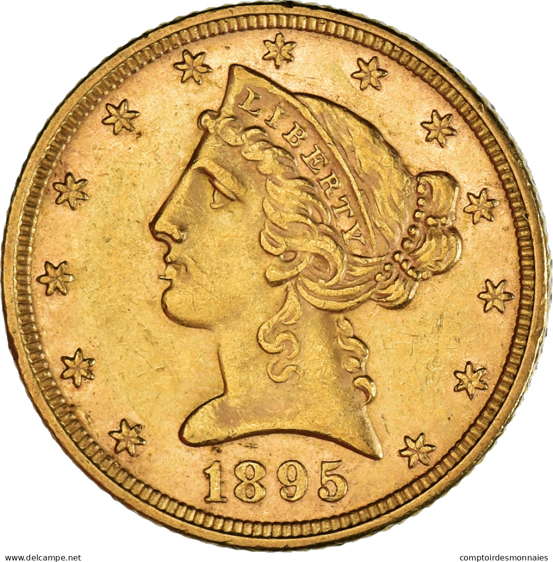 Monnaie, États-Unis, Coronet Head, $5, Half Eagle, 1895, U.S. Mint - 5$ - Half Eagle - 1866-1908: Coronet Head