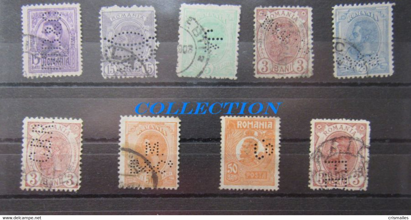 ROMANIA ~ 1900, 9 PERFIN Stamps CAROL / FERDINAND, Rare Collection - Errors, Freaks & Oddities (EFO)