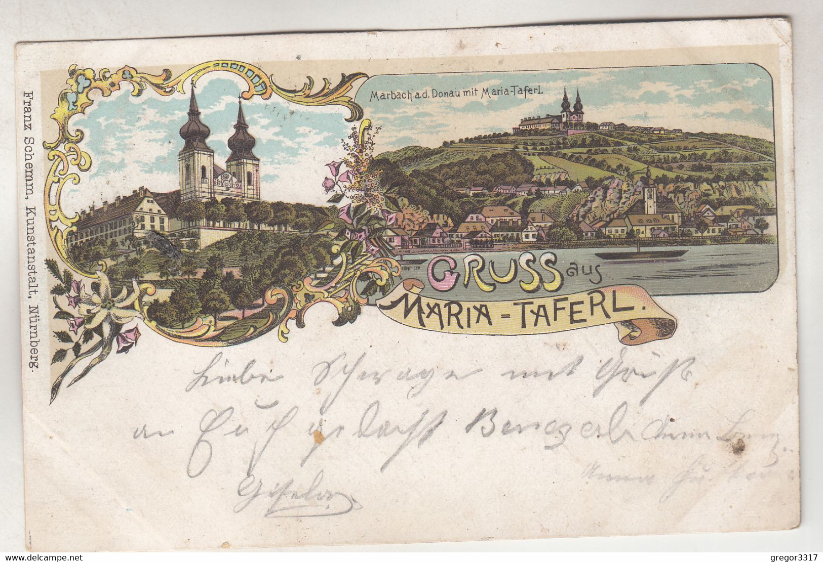 C3340) GRUSS Aus MARIA TAFERL - LITHO Marbach Schiff Kirche 1901 - Maria Taferl