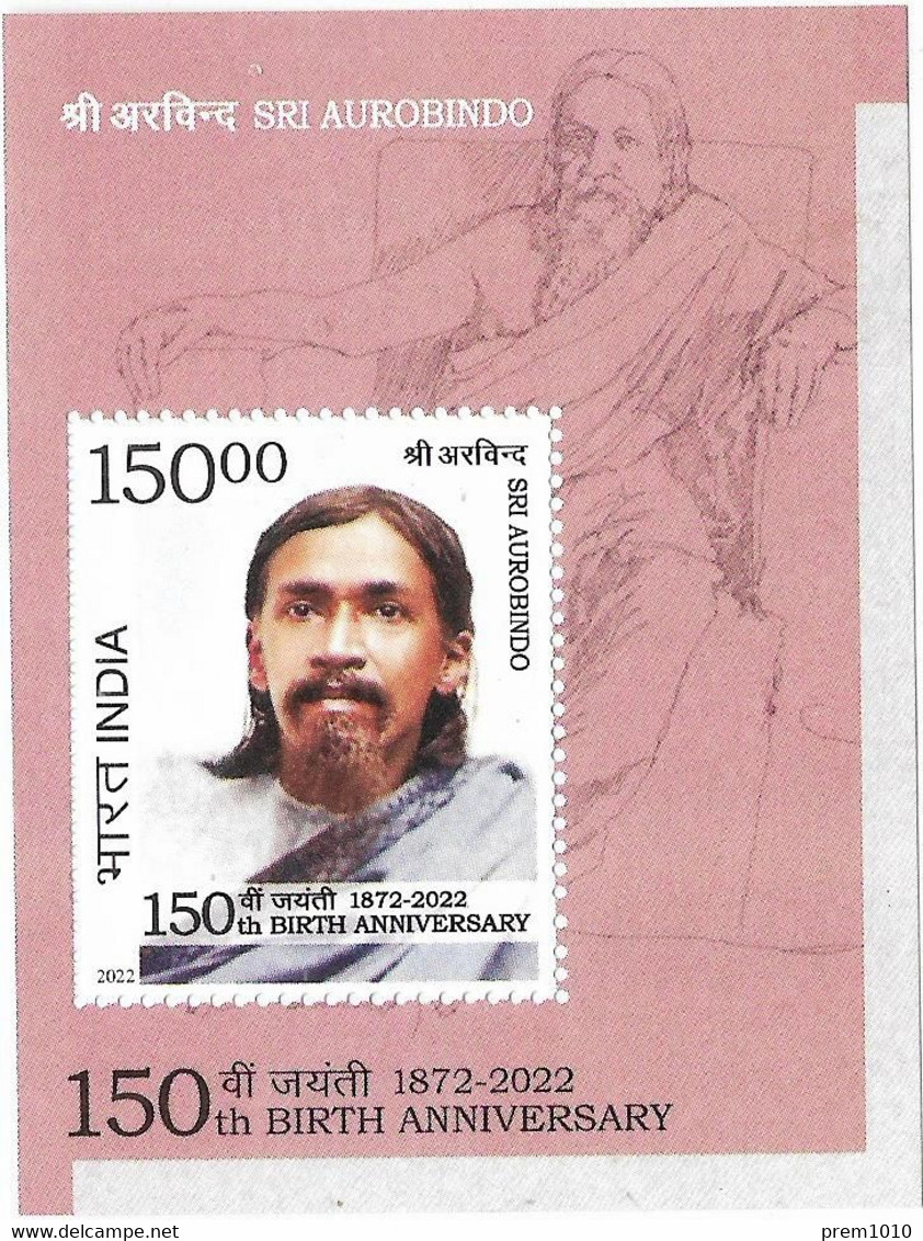 INDIA 2022- Shri AUROBINDO- 150th Birth Anniversary-  Miniature Sheet- MNH - Blokken & Velletjes