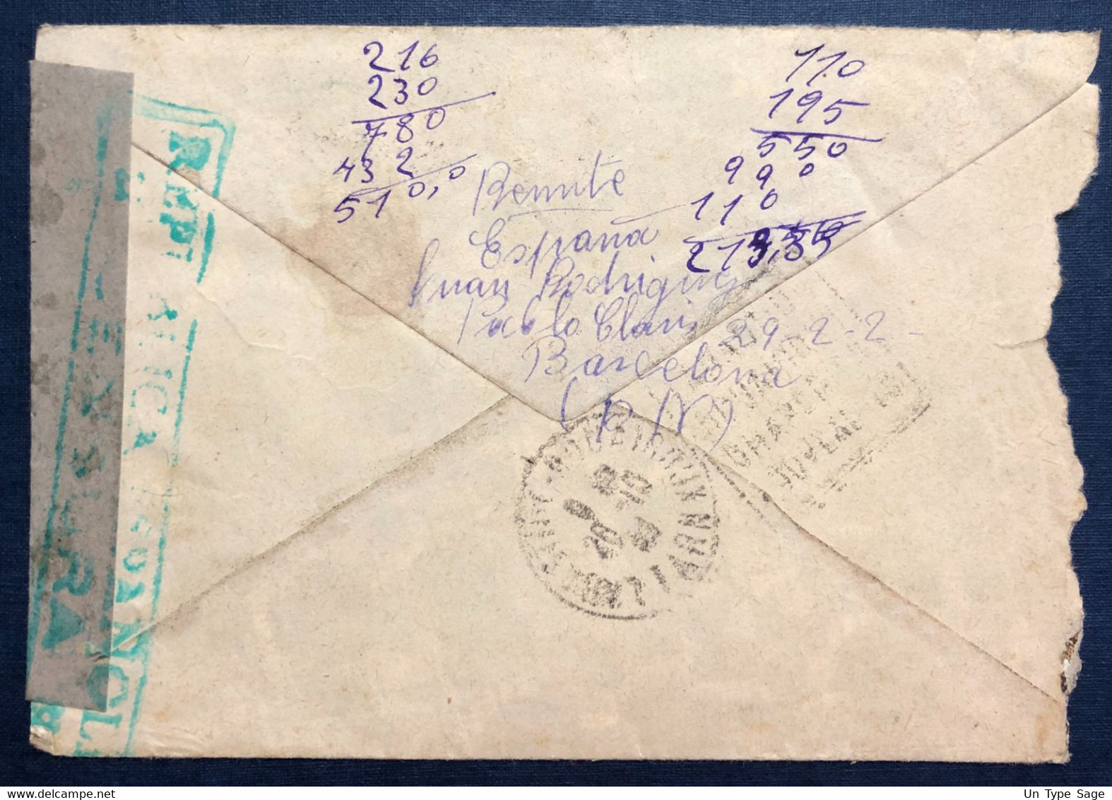 Espagne, Divers Sur Enveloppe 18.10.1938 + Censure - (B4114) - Brieven En Documenten
