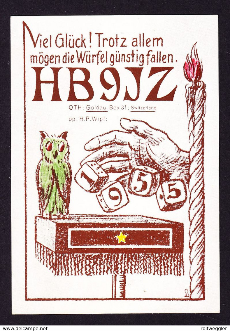 1954 Stempel GOLDAU Mit Juventute Marke (Brauner Bär) Auf Funkerkarte. - Telegrafo
