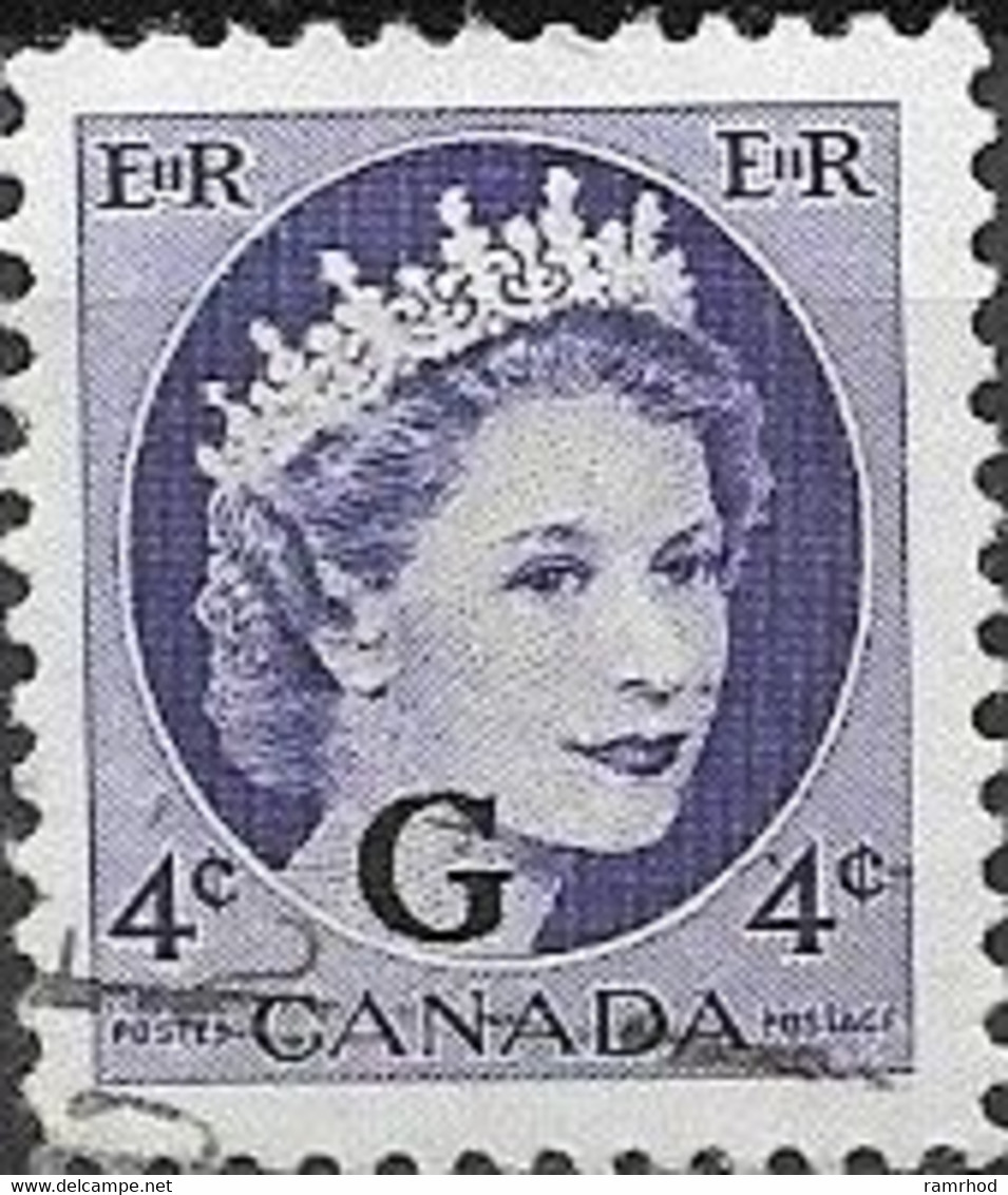 CANADA 1955 Official - Queen Elizabeth II - 4c. - Brown FU - Opdrukken