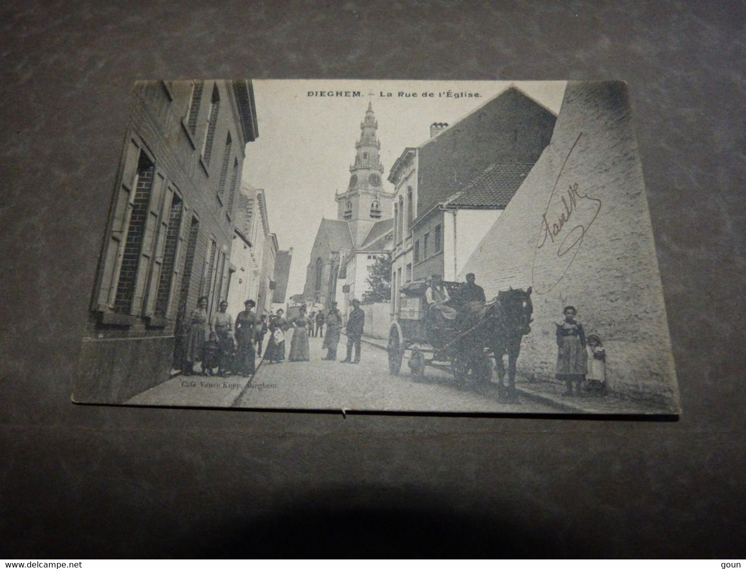 Carte Postale Diegem Dieghem La Rue De L'église - Belle Animation Attelage - Diegem