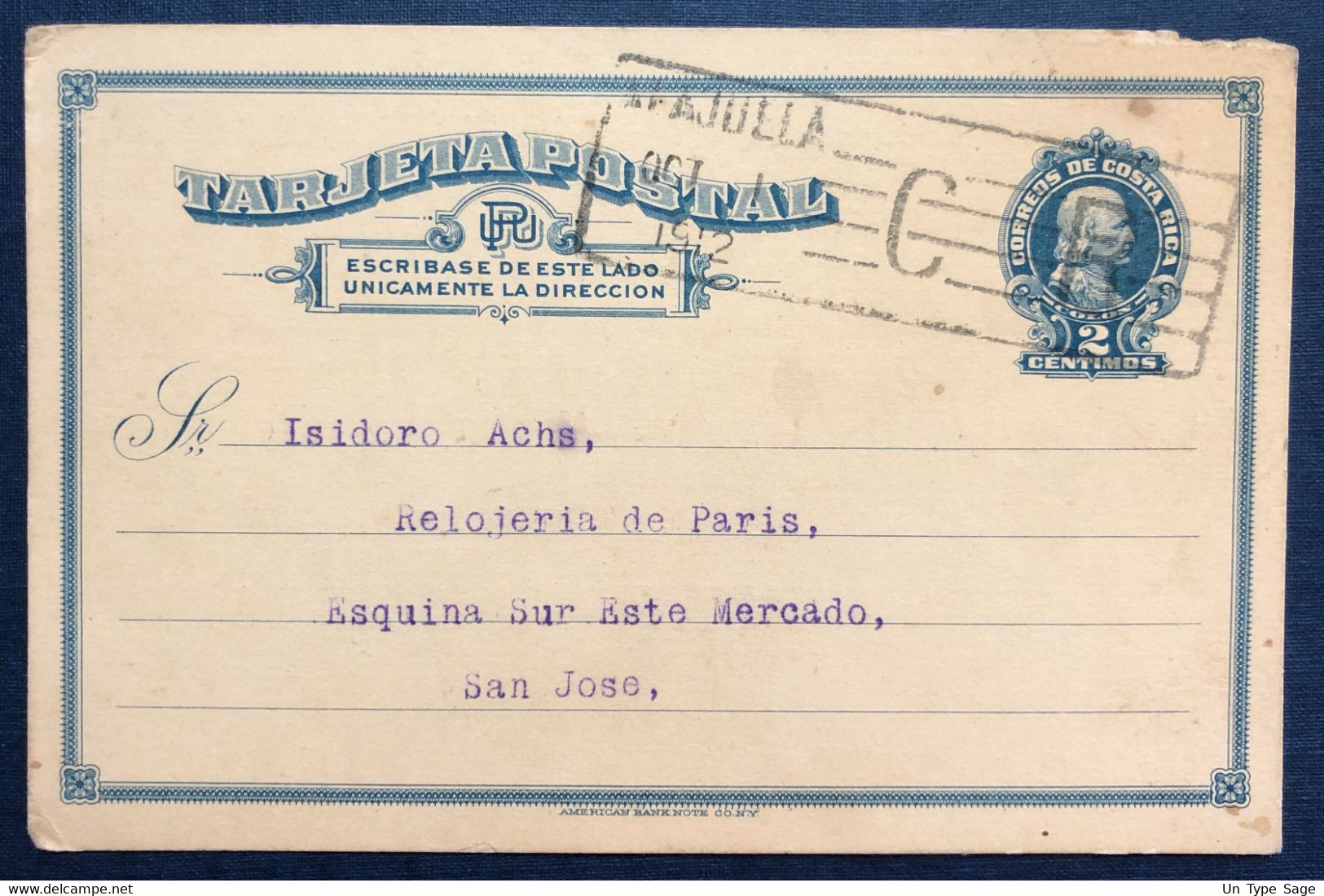 Costa Rica, Entier Carte De Majulla 1.10.1912 - (B4121) - Costa Rica