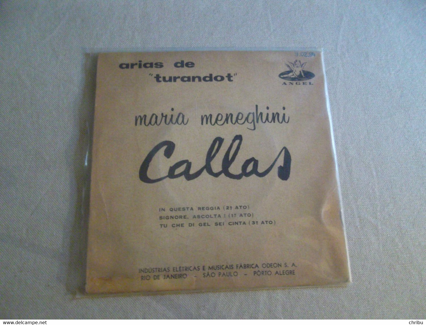 45 T MARIA MENEGHINI CALLAS ARIAS DE TURANDOT   ANGEL TCB 04 - Classical