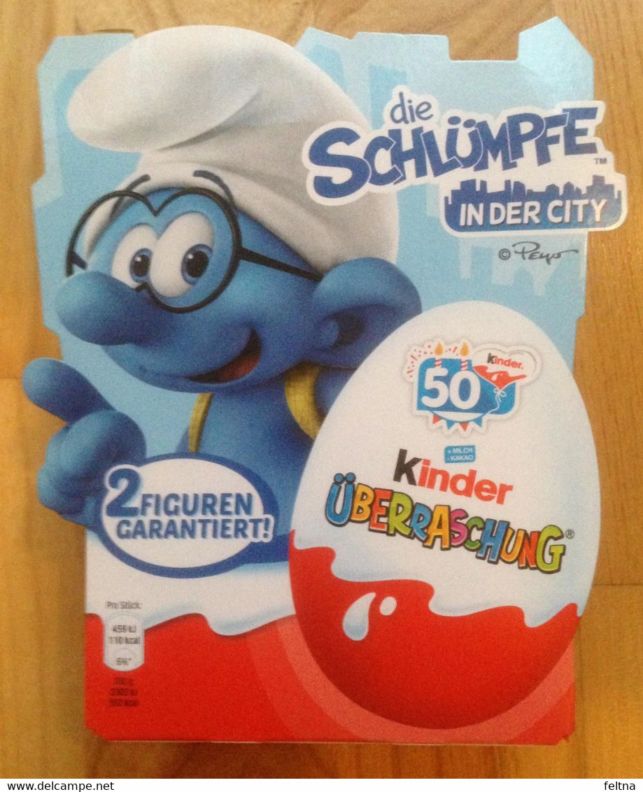 KINDER SURPRISE SMURFS BOX WITH 4 EGGS 50 YEARS OF KINDER - Other & Unclassified