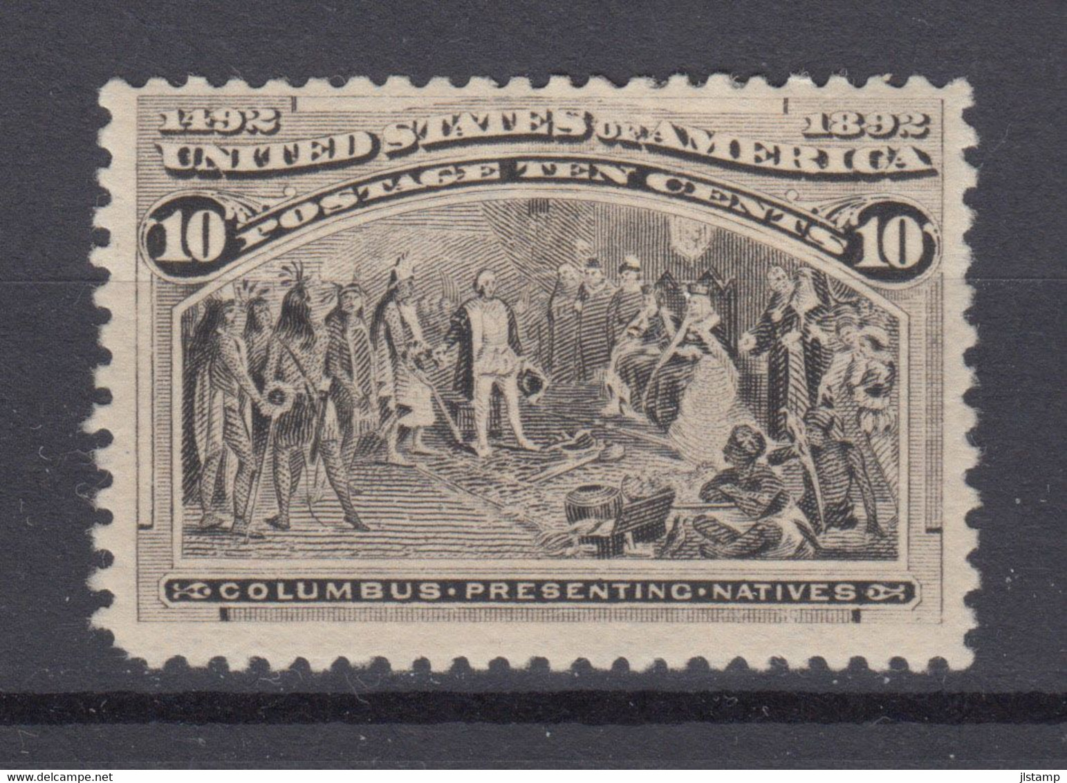 US 1893 Columbus Stamp 10c,Scott# 237,OG,MH ,VF, CV$100 - Unused Stamps