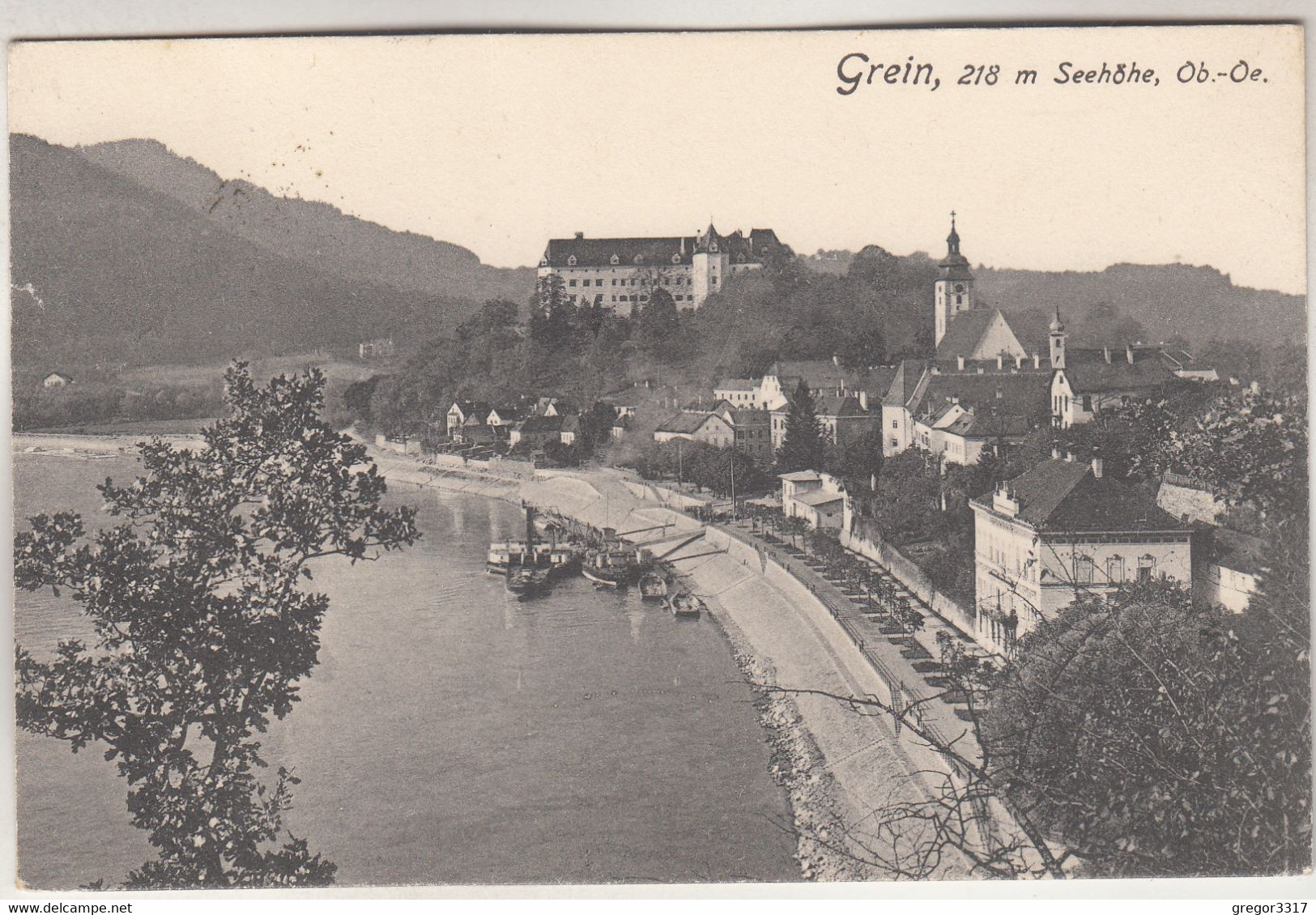 C3378) GREIN / Donau - Ob. Oe. - Tolle Ansicht Am Wasser  - Häuser Boote 1909 - Grein