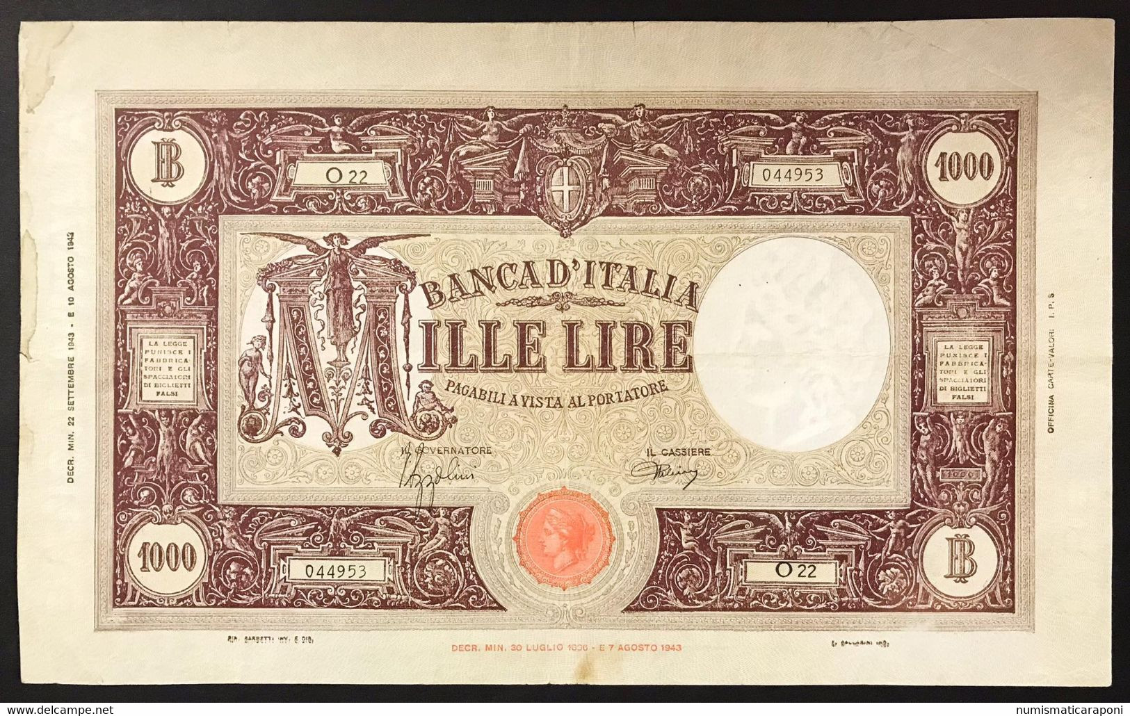 1000 LIRE BARBETTI Testina B.I. 21 03 1947 Taglietti Ma Ottimo Esemplare Con Carta Freschissima Lotto 3031 - 1.000 Lire