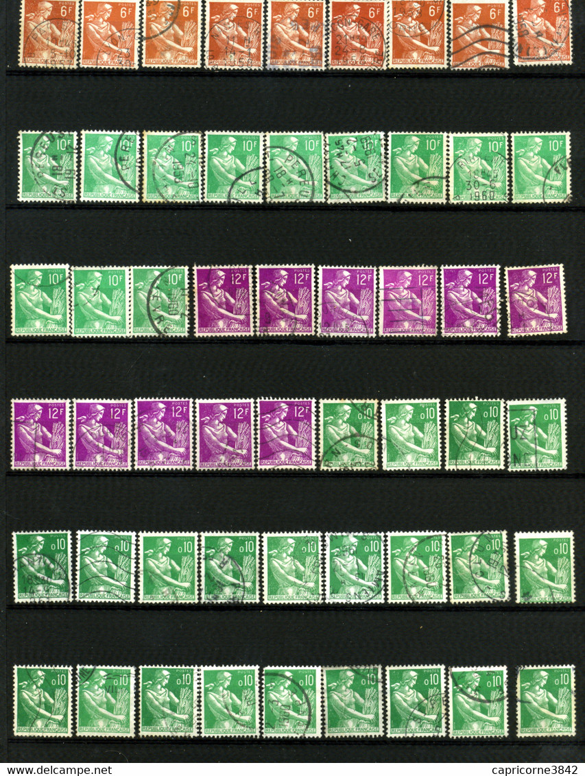 Lot De 75 Timbres Oblitérés Type  MOISSONNEUSE N° 1115 - 1115A - 1116 - 1231 - Pour étude - 1957-1959 Mäherin