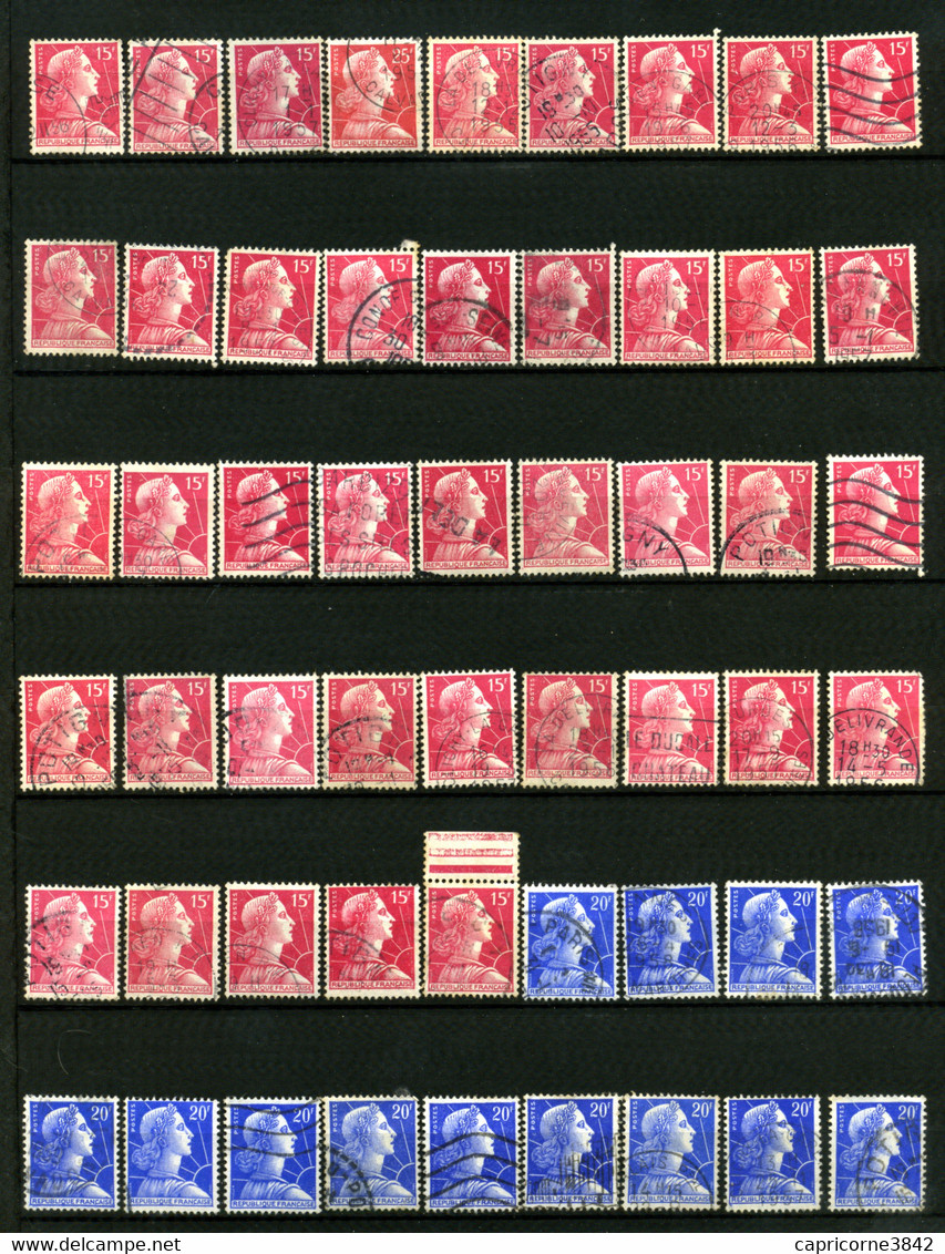 Lot De 100 Timbres Oblitérés MARIANNE DE MULLER N° 1011 - 1011B - 1011C - Pour étude - 1955-1961 Marianne Van Muller