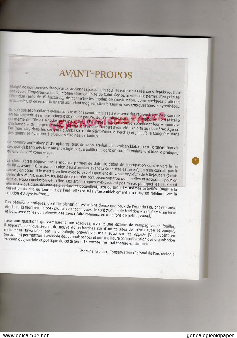 87- ST SAINT GENCE- LIVRE ETAT NEUF LE VILLAGE GAULOIS GUY LINTZ- LIMOUSIN -ARCHEOLOGIE AMPHORES POTERIES BIJOIX MONNAIE - Limousin