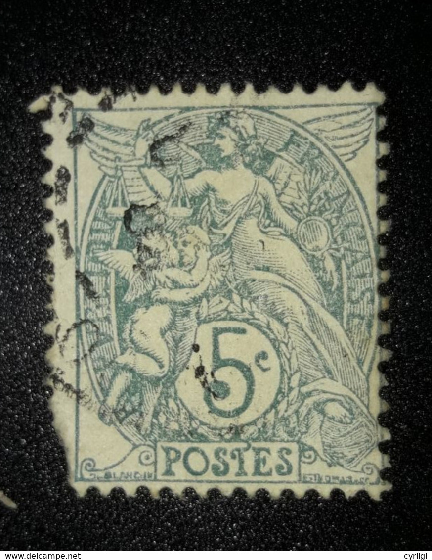 France YT N° 111  Type Blanc 5 C. Vert, Variété Nombril Deesse Mal Imprimé - Used Stamps