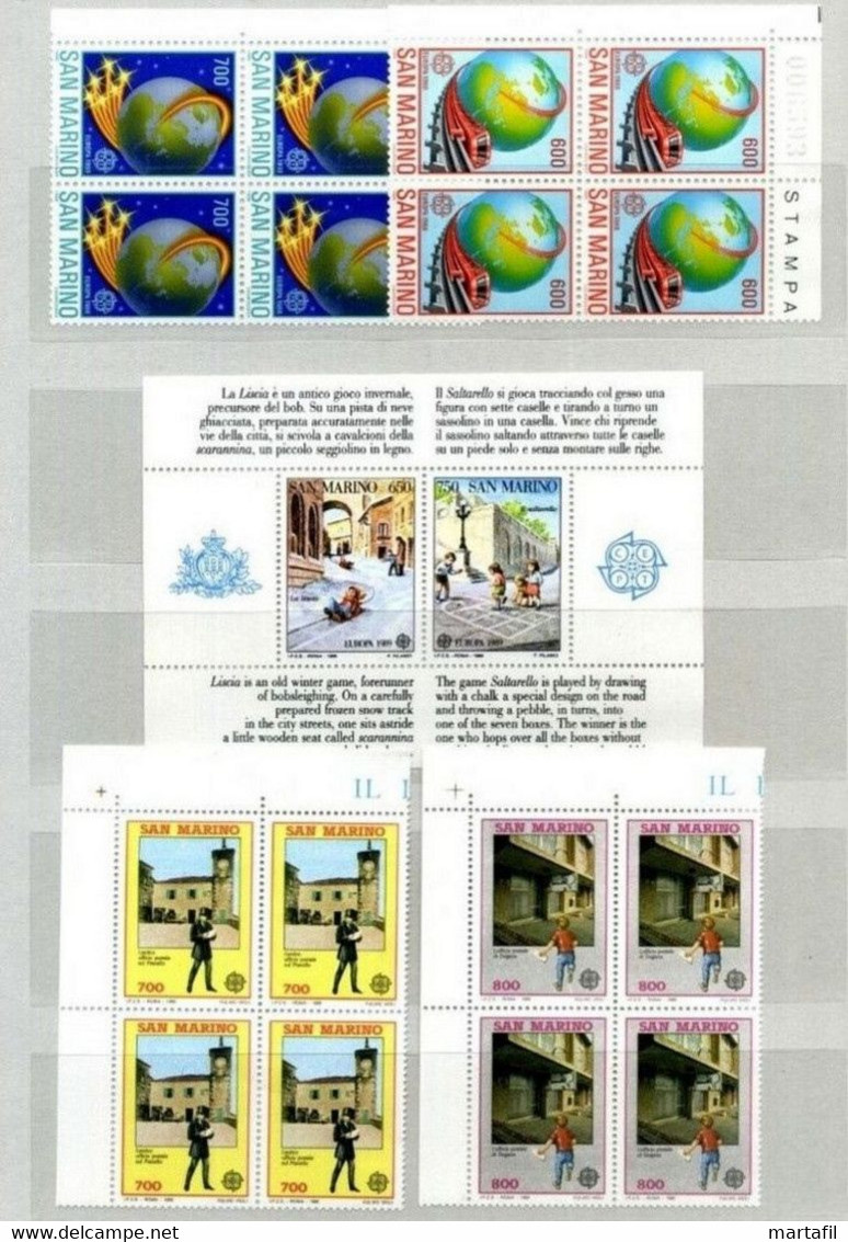 EUROPA Europa-CEPT QUARTINE SAN MARINO MNH ** 1977/1993 / 630€ Di Cat. - Colecciones