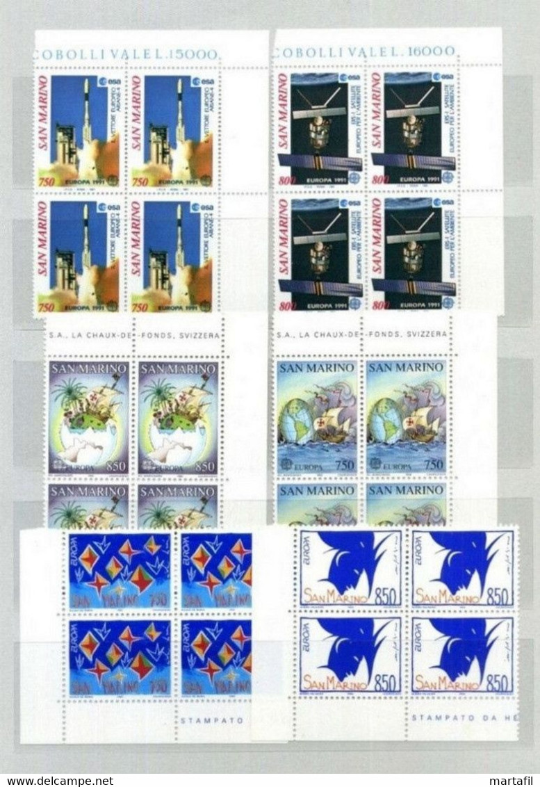 EUROPA Europa-CEPT QUARTINE SAN MARINO MNH ** 1977/1993 / 630€ Di Cat. - Colecciones