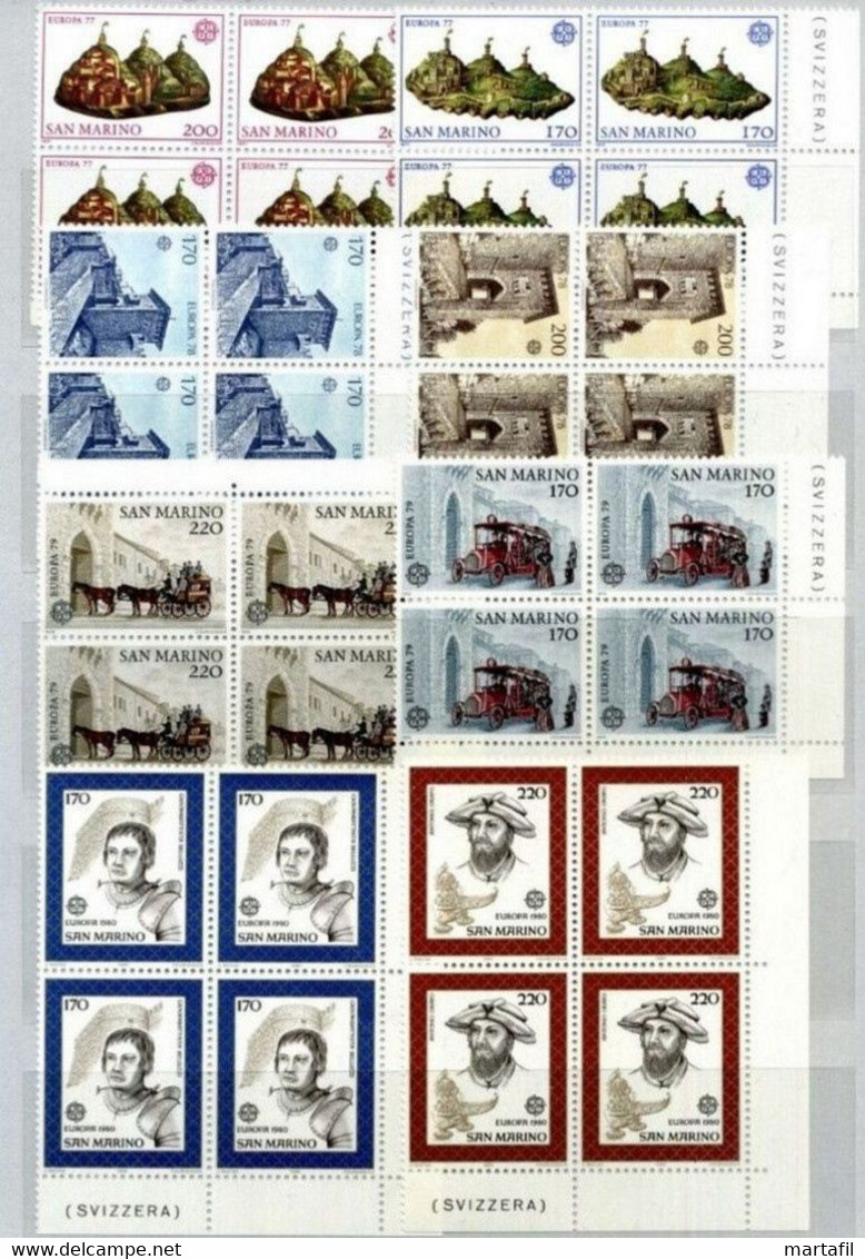 EUROPA Europa-CEPT QUARTINE SAN MARINO MNH ** 1977/1993 / 630€ Di Cat. - Colecciones