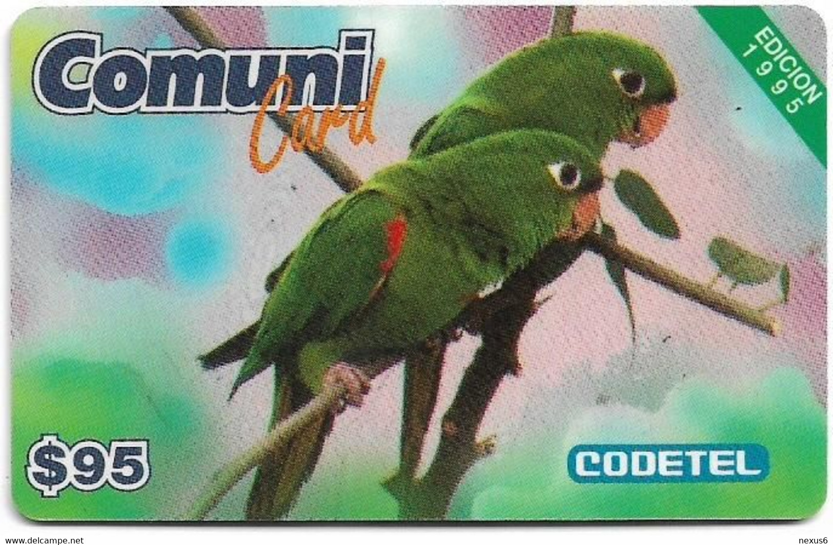 Dominican Rep. - Codetel (ComuniCard) El Perico, 2 Parrots, 1995 Edit. - Exp. 31.01.1996, Remote Mem. 95$, Used - Dominik. Republik