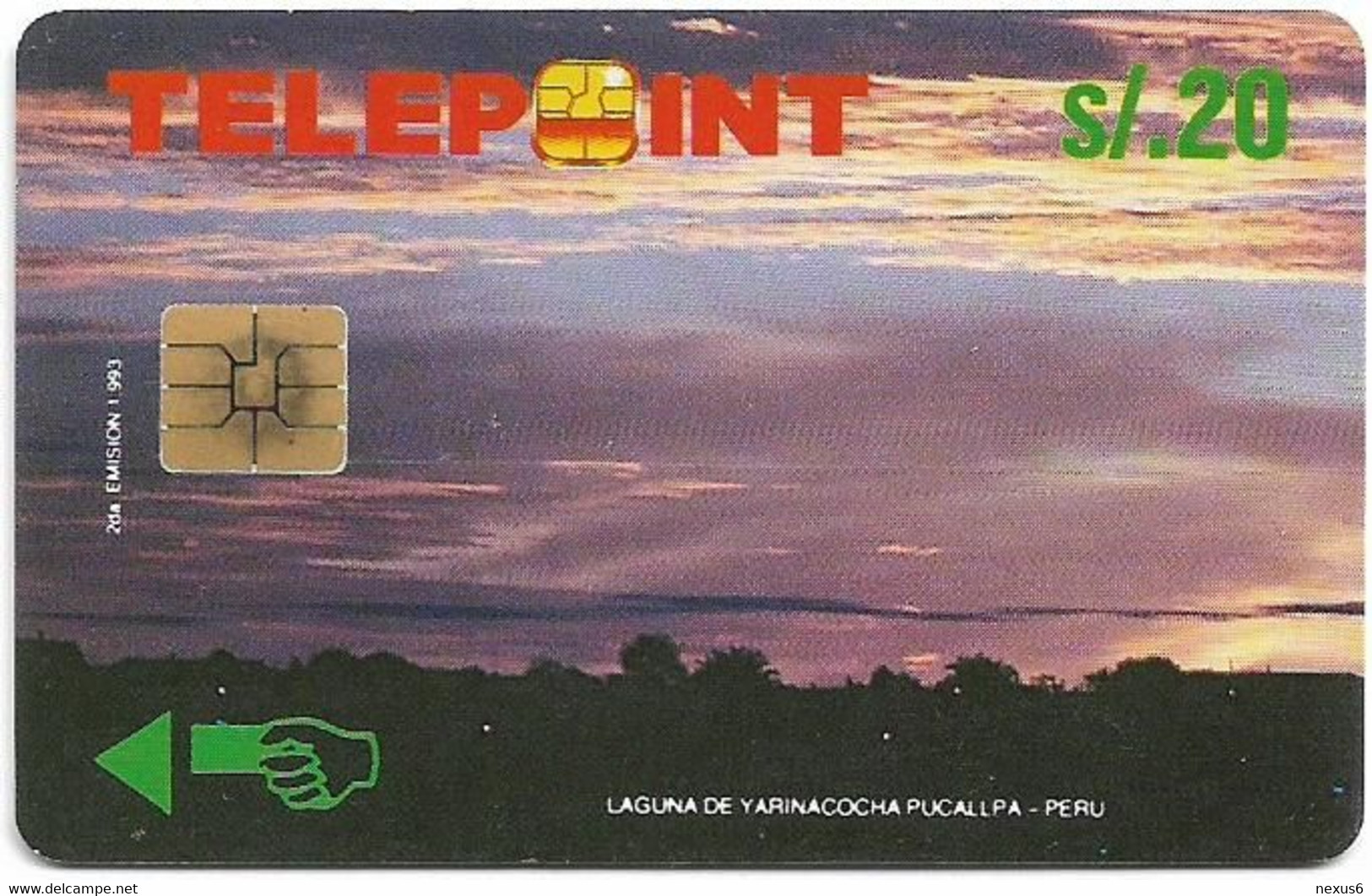 Peru - Telepoint - Yarinacocha Lake [Reverse Telecable (Puzzle 1/4)], 1993, 20Sol, 22.000ex, Used - Peru