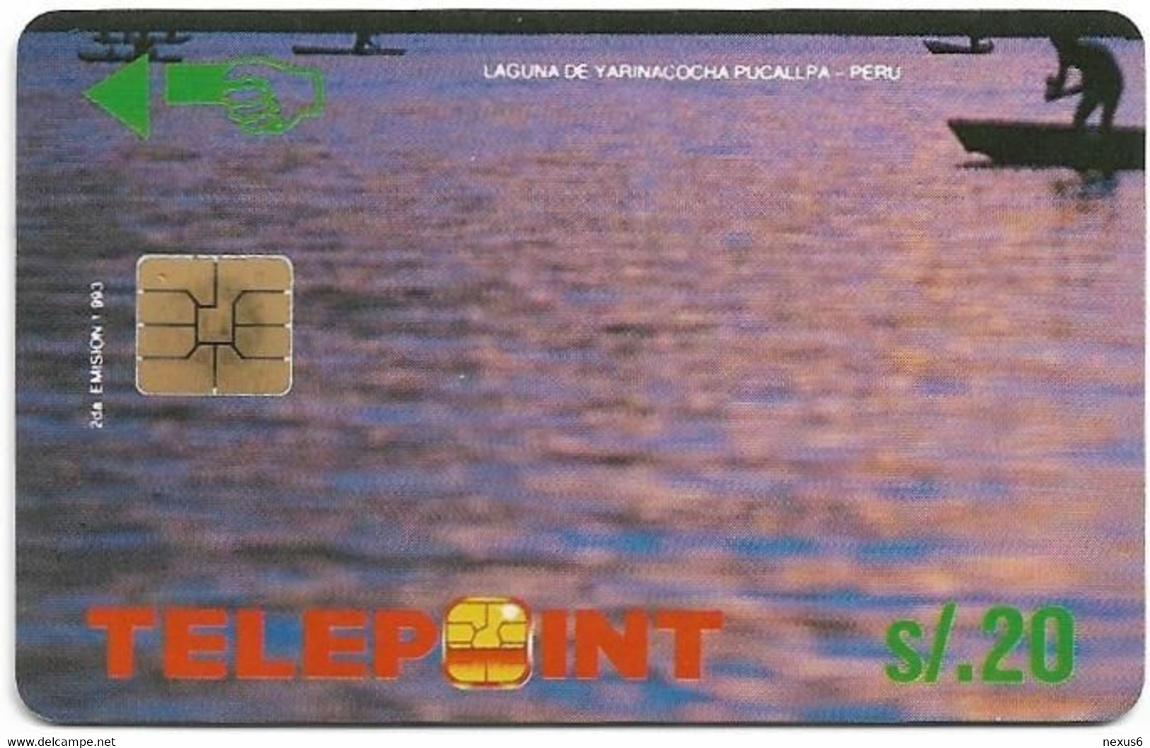 Peru - Telepoint - Yarinacocha Lake [Reverse Telecable (Puzzle 3/4)], 1993, 20Sol, 22.000ex, Used - Peru
