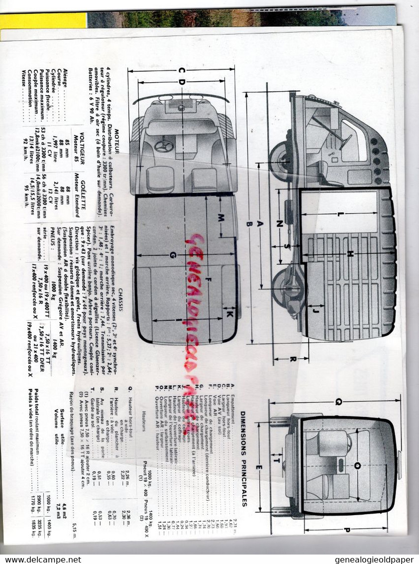 RARE CATALOGUE RENAULT VOLTIGEUR & GOELETTE 1000 KG ET 1400 KG- 92-BOULOGNE BILLANCCOURT -FOURGON CAMION CAMIONNETTE - Cars