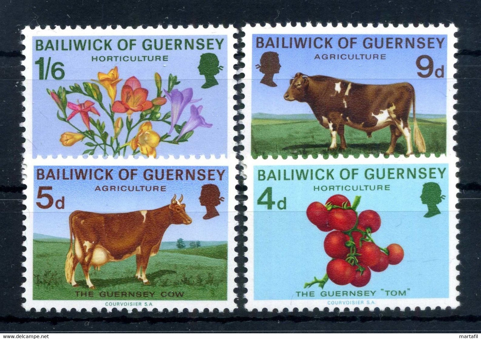 1970 GUERNSEY SET MNH ** Fauna, Cows, Fruits, Flowers - Guernesey