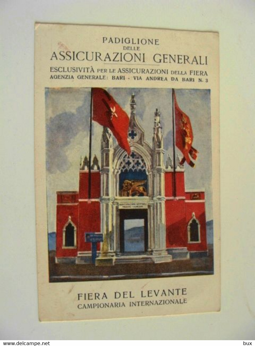 BARI  FIERA  ASSICURAZIONI GENERALI    CARTOLINA D'EPOCA   NON    VIAGGIATA COME DA FOTO FORMATO PICCOLO - Fiere