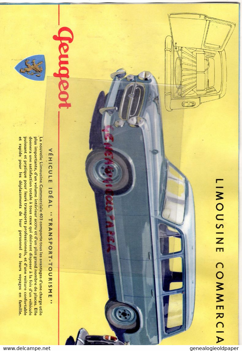 RARE CATALOGUE PEUGEOT 1957- FOURGONNETTE 203 C5-CAMIONNETTE BACHEE 203 C8-LIMOUSINE COMMERCIALE 403 U5-FOURGON D4A - Auto's