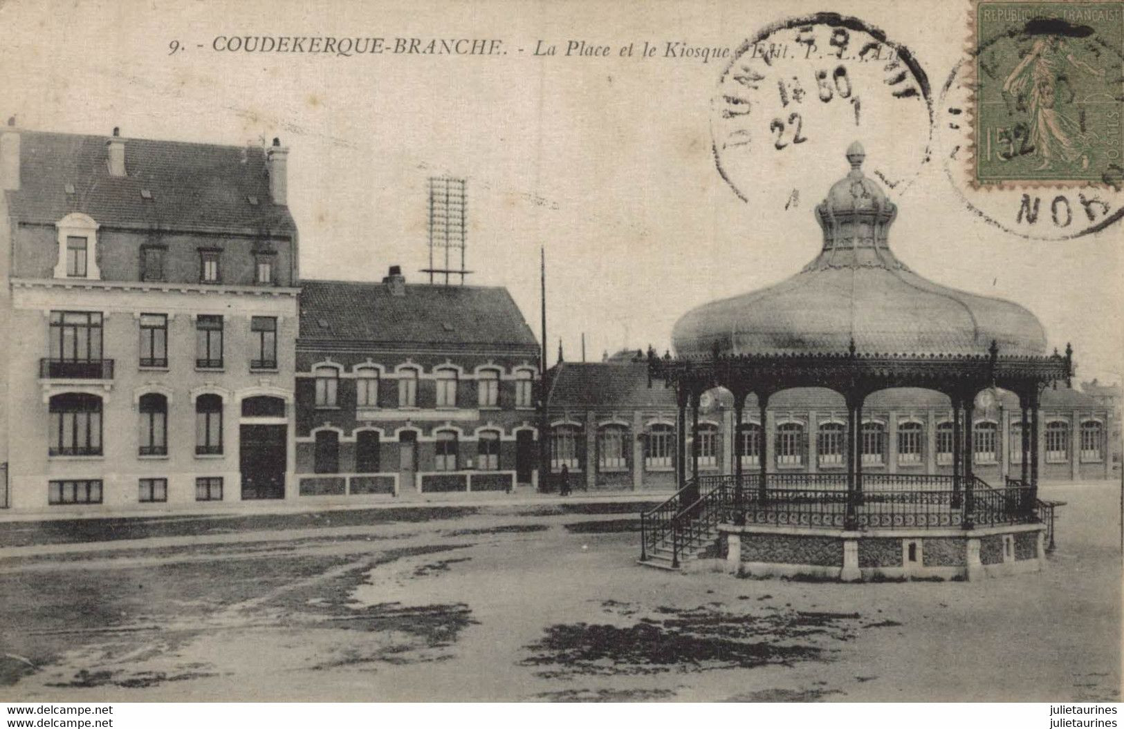 59 COUDEKERQUE BRANCHE LA PLACE ET LE KIOSQUE CPA BON ETAT - Coudekerque Branche