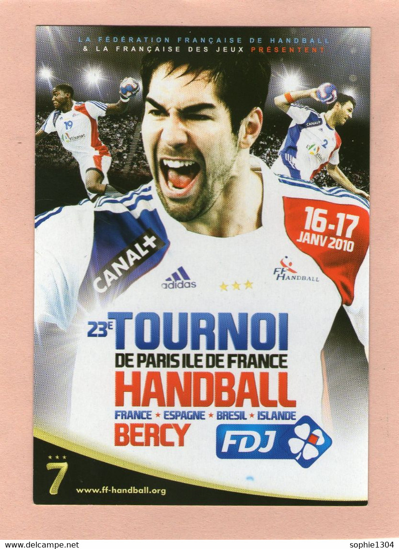 Carte Publicitaire - CART'COM -23è Tournoi De Paris - HANDBALL- France-Espagne/Brésil-Islande-BERCY-16-17 Janvier 2010 - Handbal