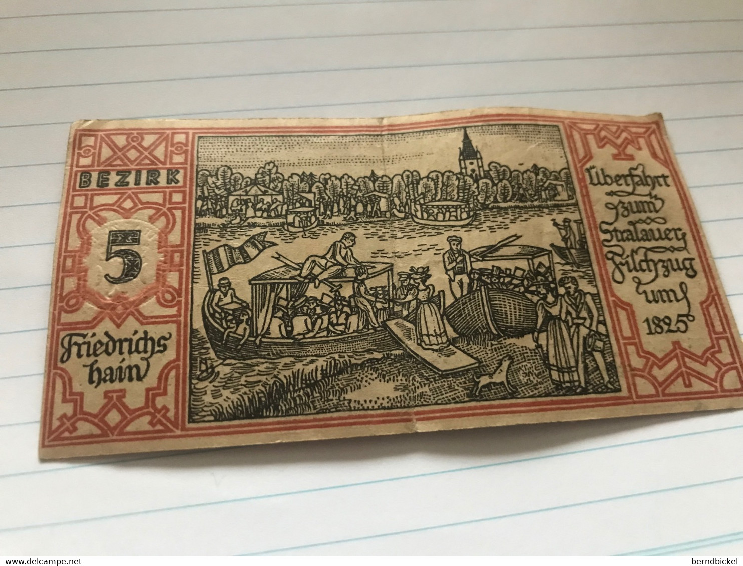 Banknote Notgeld Stadtkassenschein Berlin 5 Friedrichshain 50 Pfennig 1920 - Ohne Zuordnung