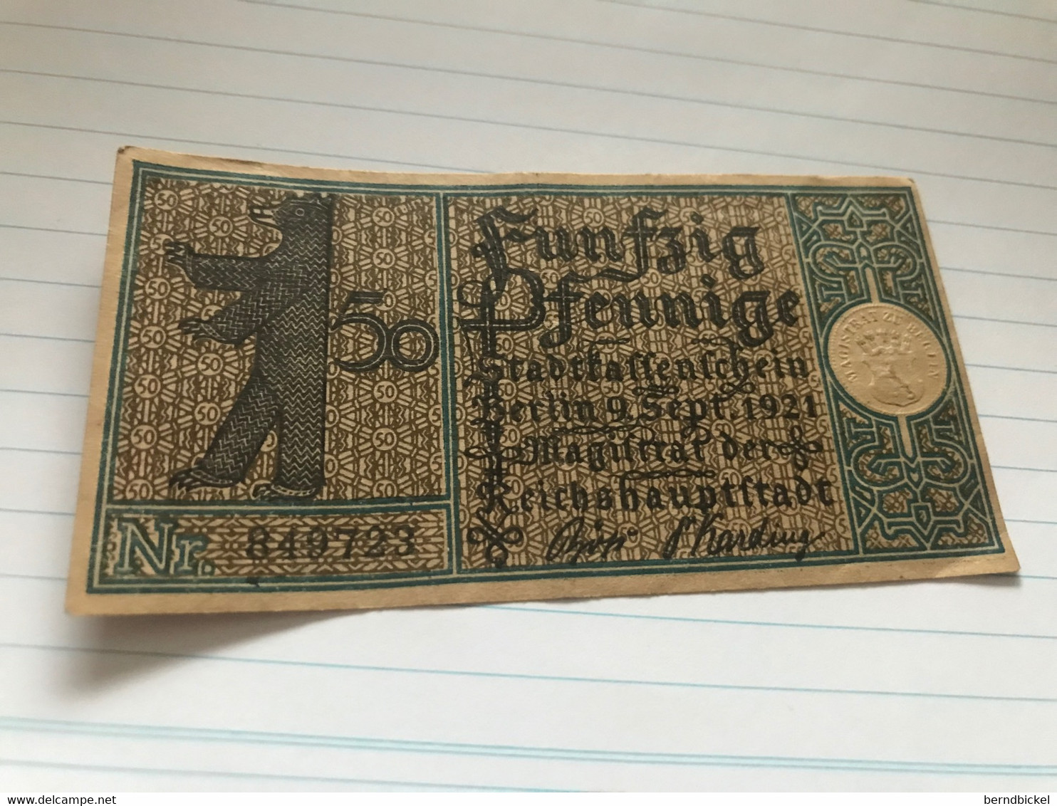 Banknote Notgeld Stadtkassenschein Berlin 9 Wilmersdorf 50 Pfennig 1920 - Administration De La Dette