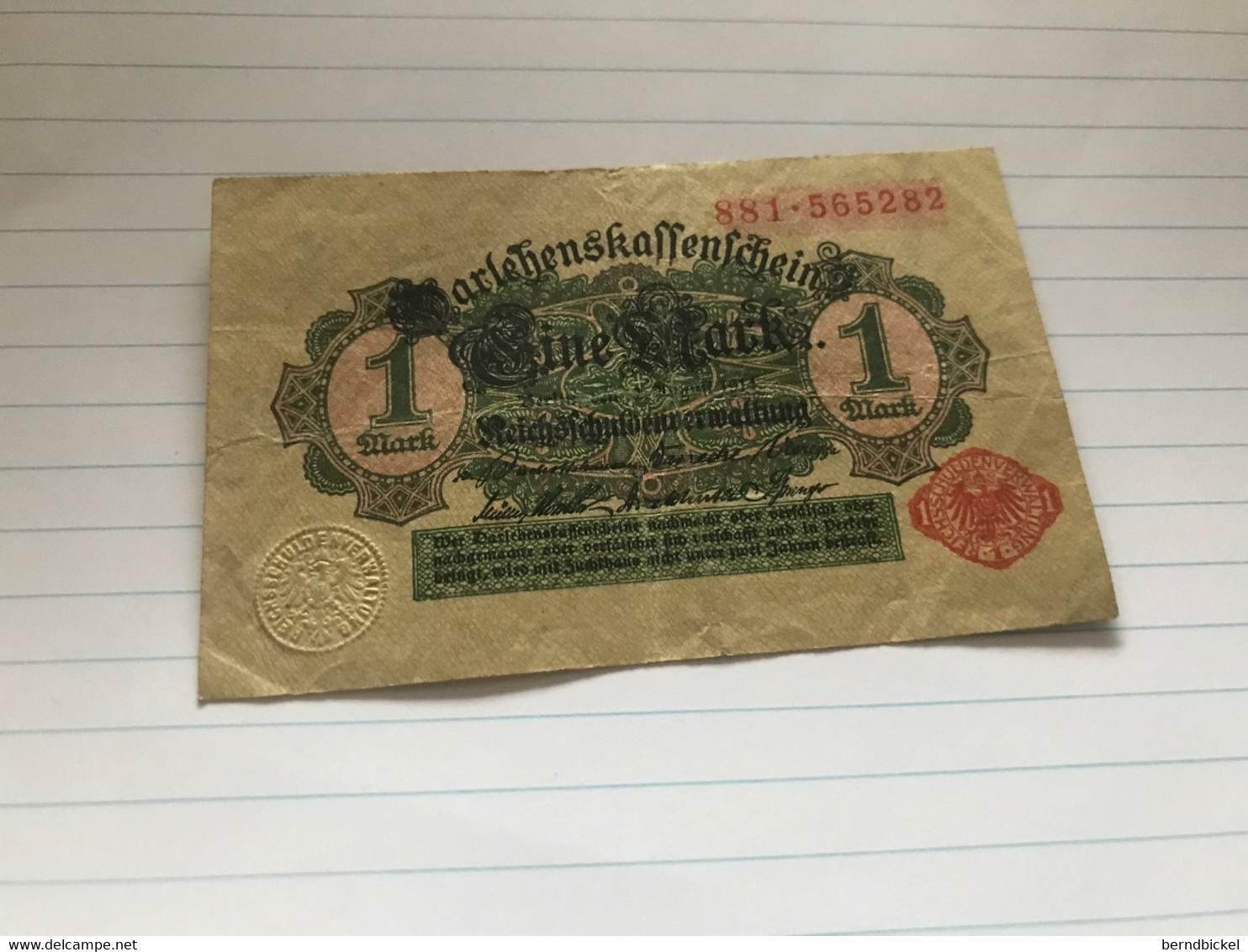 Banknote Notgeld Darlehenskassenschein Berlin 1 Mark 1914 - Altri & Non Classificati