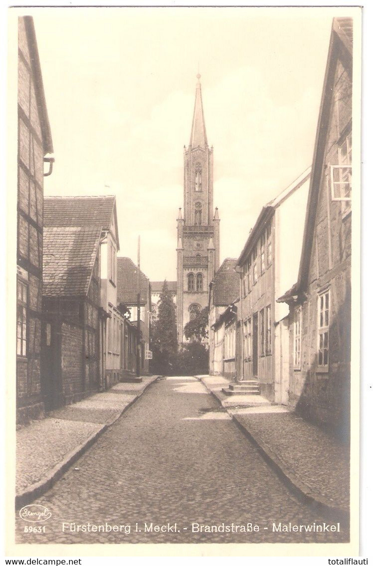 FÜRSTENBERG Mecklenburg Brandtstraße Malerwinkel Rückseitig Datiert 3-8.9.1932 Ungelaufen - Fuerstenberg