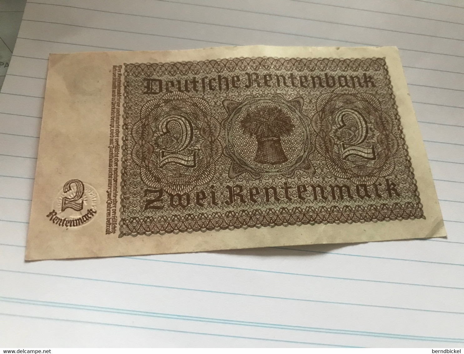 Banknote Notgeld Rentenbankschein 2 Rentenmark 1937 - Andere & Zonder Classificatie