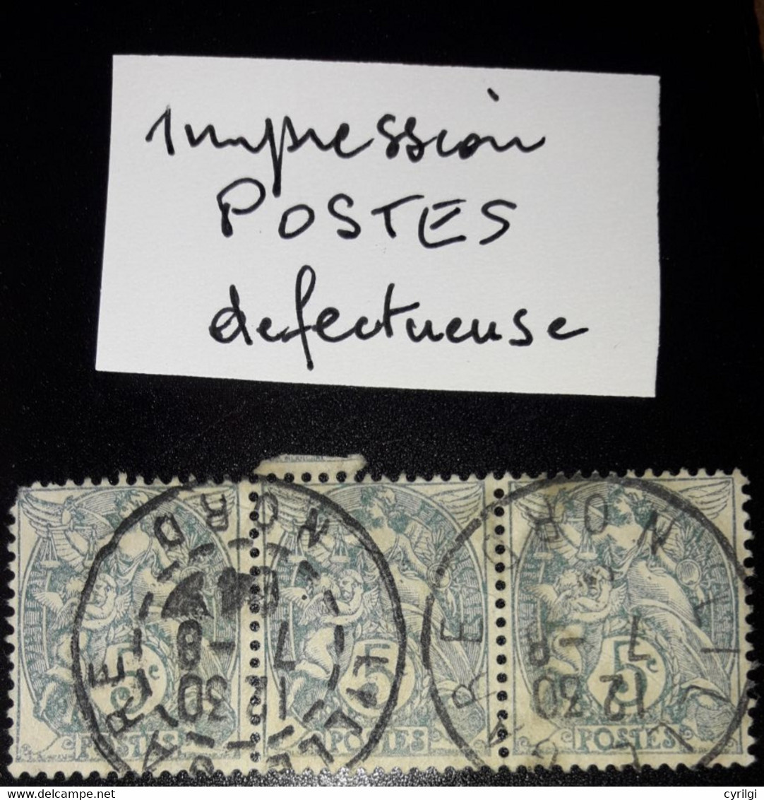 France YT N° 111x3 Impression De "POSTE" Defectueuse - Used Stamps